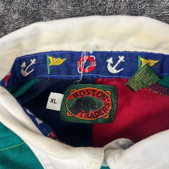 Vtg Boston Traders Heavyweight Colorblock Rugby Polo Men's XL Preppy Cotton - Picture 3 of 11